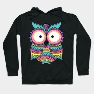 Geometric Pastel Rainbow Owl Hoodie